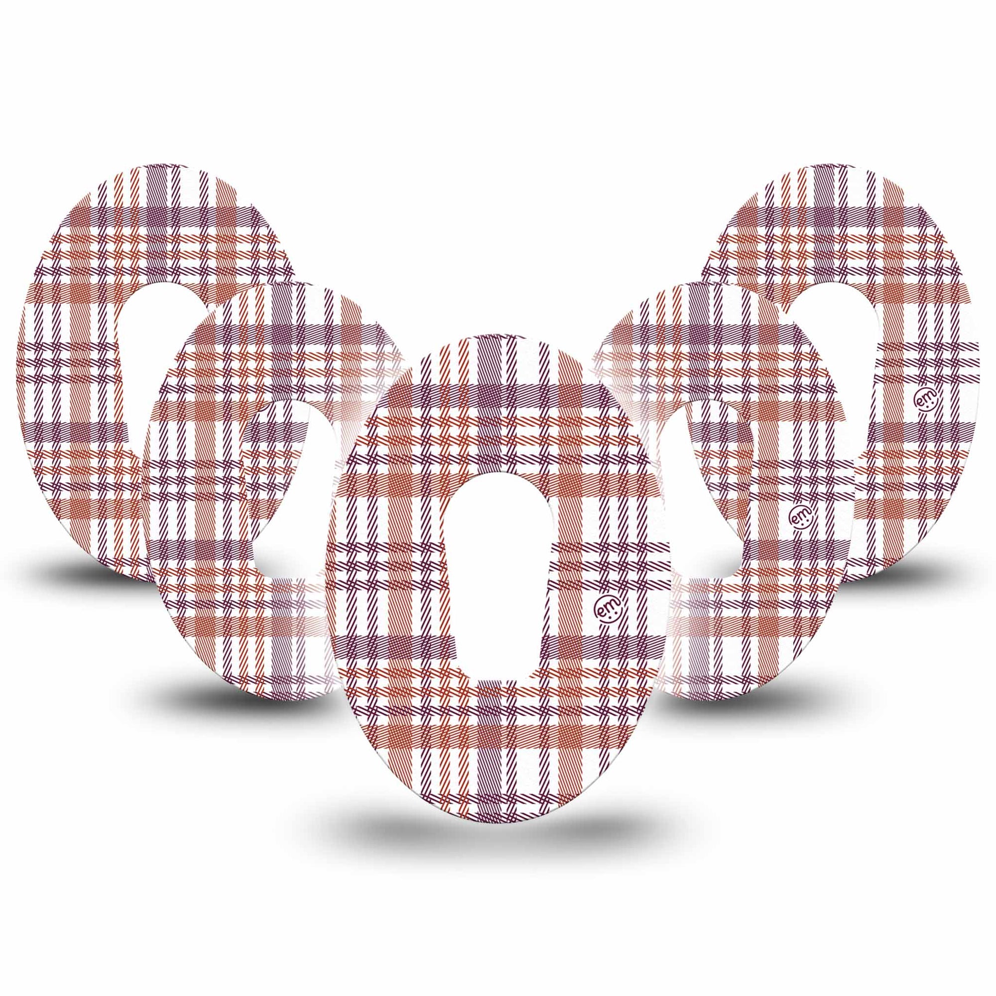 Auburn Plaid Dexcom G6 Tape 5-pack, autumn design patches