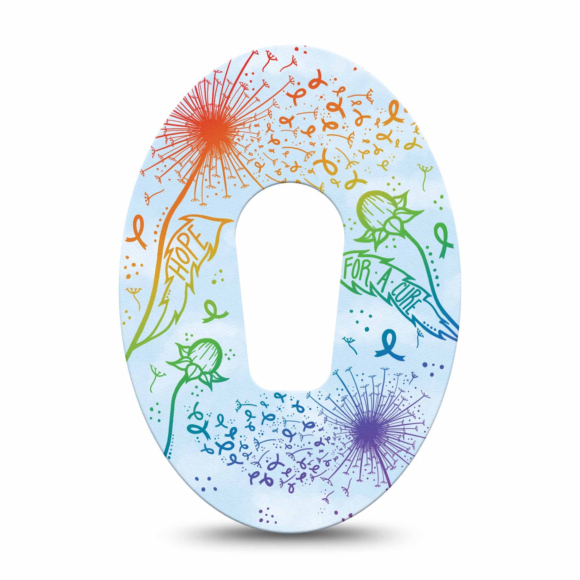 ExpressionMed Rainbow Dandelion Dexcom G6 Patch, single, Hope for a cure CGM tape design