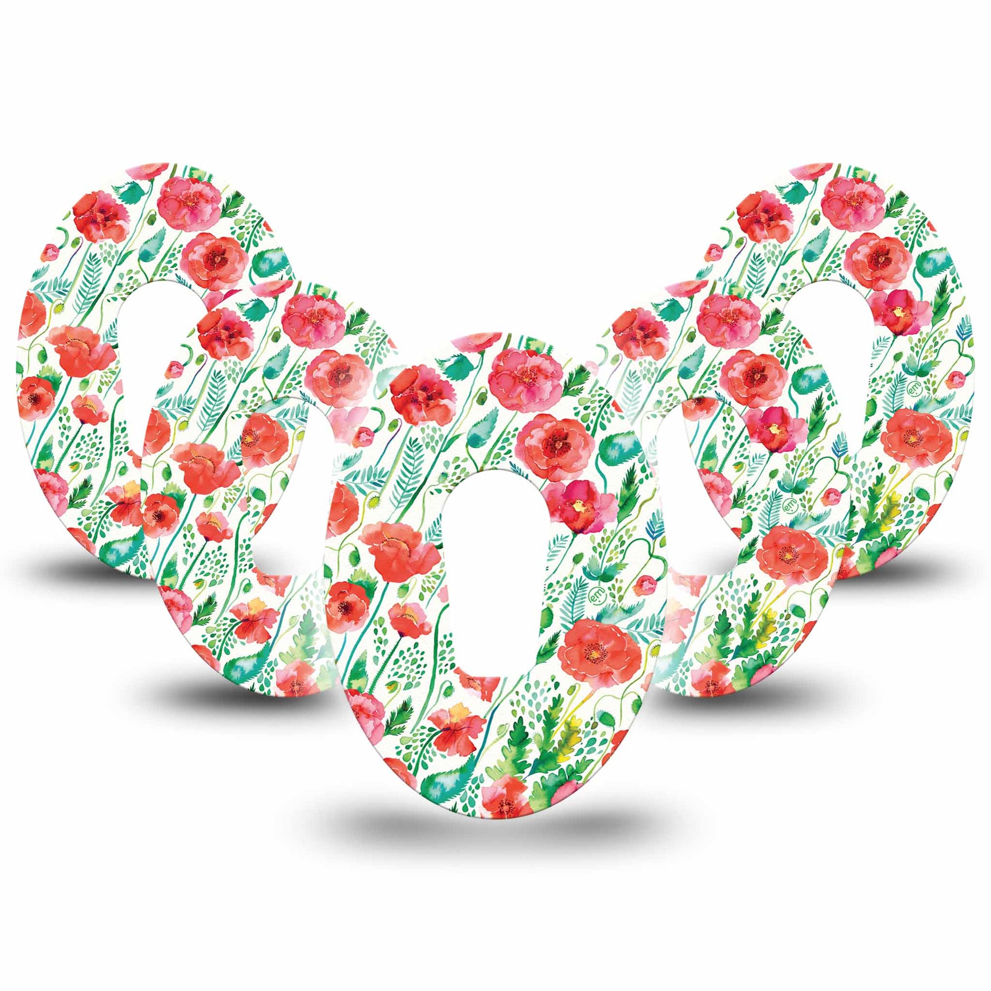 Wild Poppies Dexcom G6 Adhesive Tape, 5-Pack, Floral CGM Adhesive Patch Design