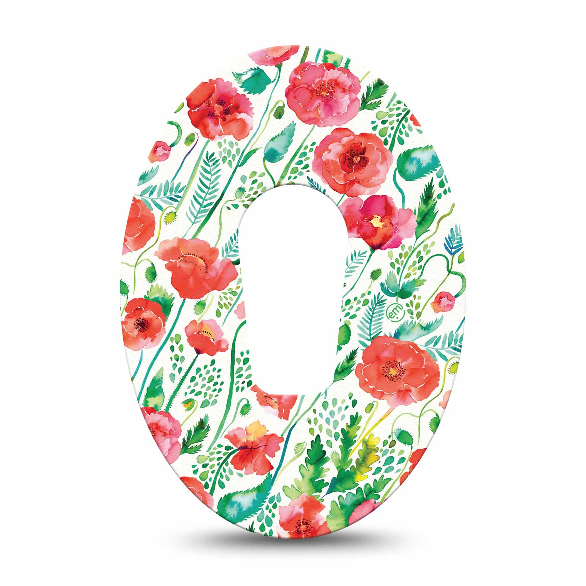 Wild Poppies Dexcom G6 Adhesive Tape, Single, Floral CGM Adhesive Patch Design