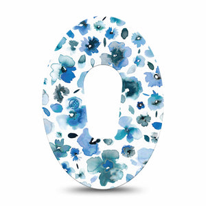 Sapphire Petals Dexcom G6 Tape, Single, Blue Floral CGM Adhesive Patch Design