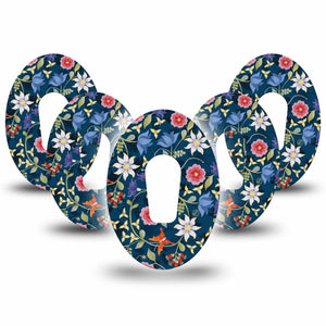 Floral Folklore Dexcom G6 Tape, 5-Pack, Butterfly and Flowers Themed, CGM, Plaster Patch Design