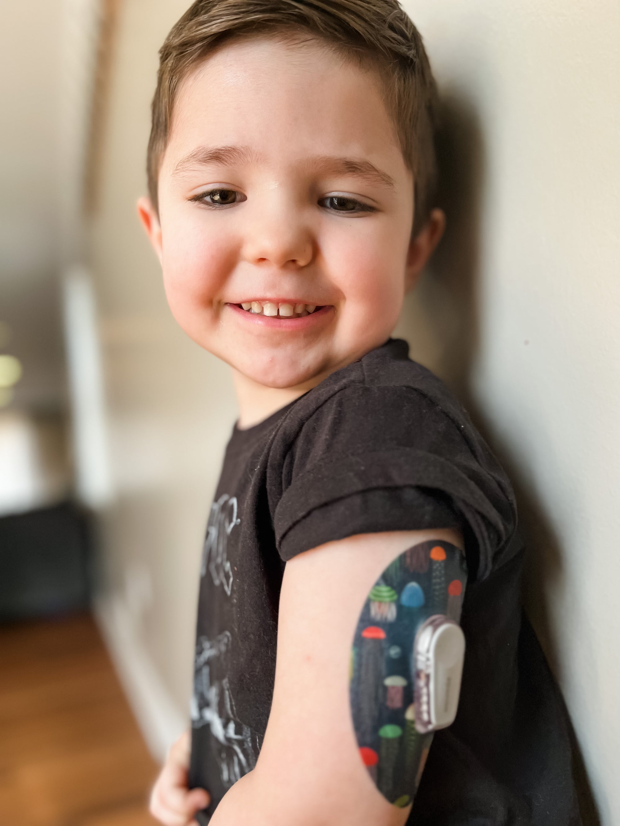 ExpressionMed, Air And Sea Variety Pack Dexcom G6 Tape, Toddler Wearing Dexcom G6 Jelly Fish Themed CGM Plaster Patch Design