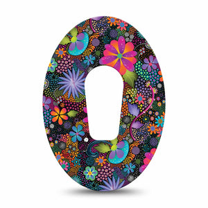 ExpressionMed Psychedelic Flowers Dexcom G6 Tape, Vibrant Flowers Themed, Adhesive Tape Design