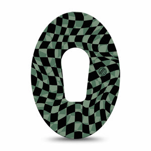 ExpressionMed Green & Black Checkerboard Dexcom G6 Tape, Black and Green Mixed Inspired, CGM, Adhesive Patch Design