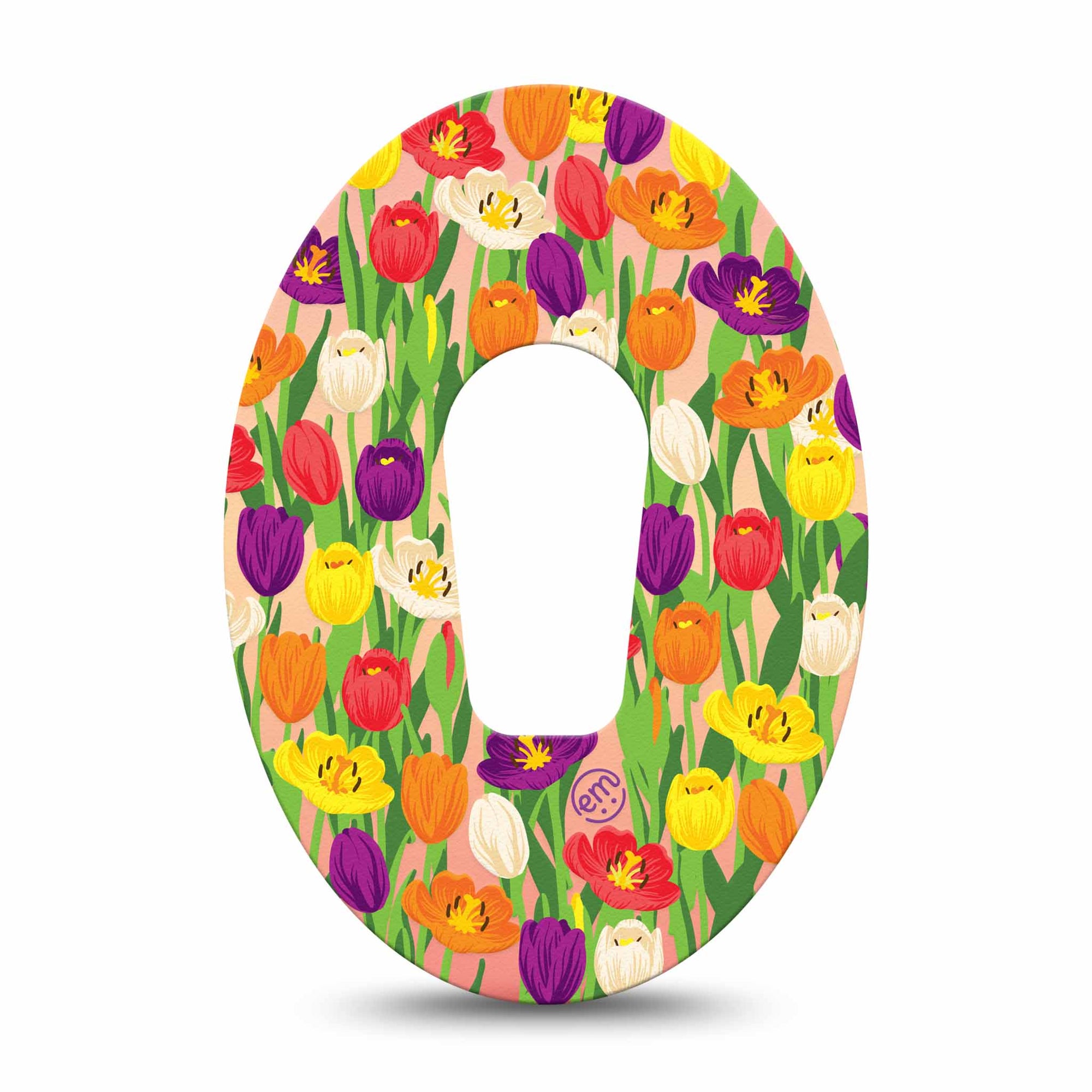 ExpressionMed Tulips Dexcom G6 Tape, Single, Colorful Spring Flowers Themed, CGM Overlay Patch Design