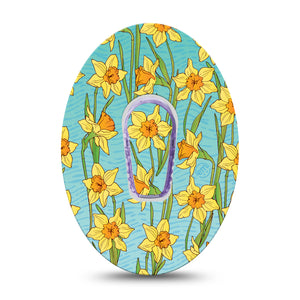 Daffodils Dexcom G6 Transmitter Sticker, Single, Yellow Floral with Matching Dexcom G6 Adhesive Patch