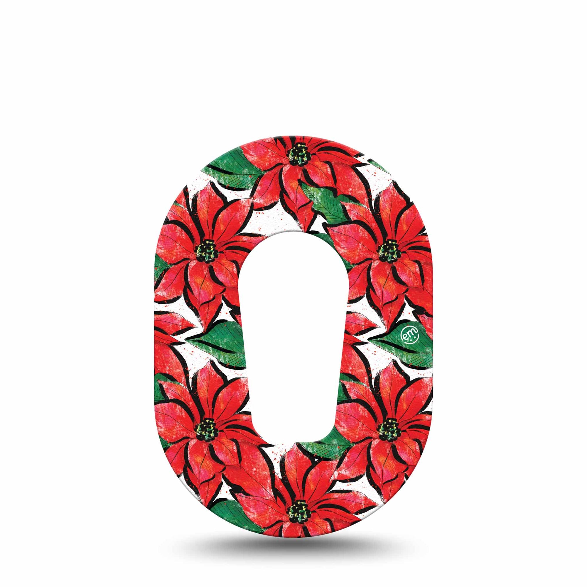 ExpressionMed Poinsettia Dexcom G6 Mini Patch, Single CGM Adhesive Tape, Holiday Themed Design