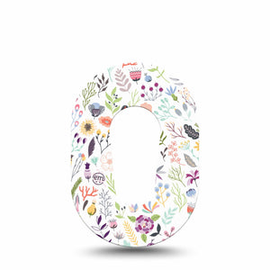 Springy Stems Dexcom G6 Mini Tape, Single, Pastel Florals and Stems Inspired Design CGM Dexcom G6 Mini Adhesive Patch