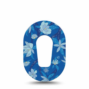 Bold Blue Flowers Dexcom G6 Mini Patch, Single, Blue Floral CGM tape design