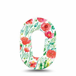 Wild Poppies Dexcom G6 Mini Adhesive Tape, Single, Floral CGM Adhesive Patch Design
