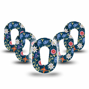Floral Folklore Dexcom G6 Mini Tape, 5-Pack, Colorful Florals Themed, CGM, Plaster Design