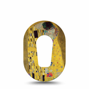 The Kiss - Klimt Dexcom G6 Mini Tape, Single, Art Design, Yellow, Waterproof CGM Adhesive Patch
