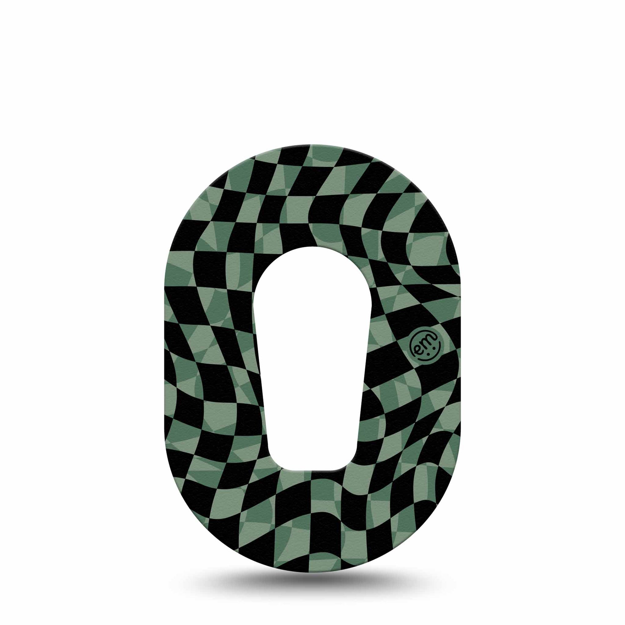 ExpressionMed Green & Black Checkerboard Dexcom G6 Mini Tape, Black and Green Gingham Inspired, CGM, Adhesive Patch Design