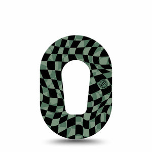 ExpressionMed Green & Black Checkerboard Dexcom G6 Mini Tape, Black and Green Gingham Inspired, CGM, Adhesive Patch Design