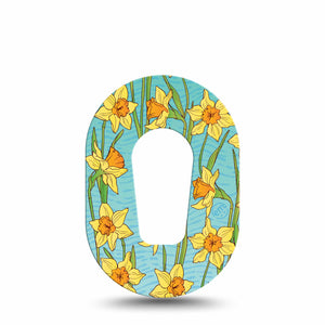 Daffodils Dexcom G6 Mini Tape, Single, Floral Yellow Art Inspired, CGM Patch Design