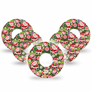 Santa Sticker Bomb infusion set Patch, 5-Pack, Holiday Themed CGM Adhesive Tape Design