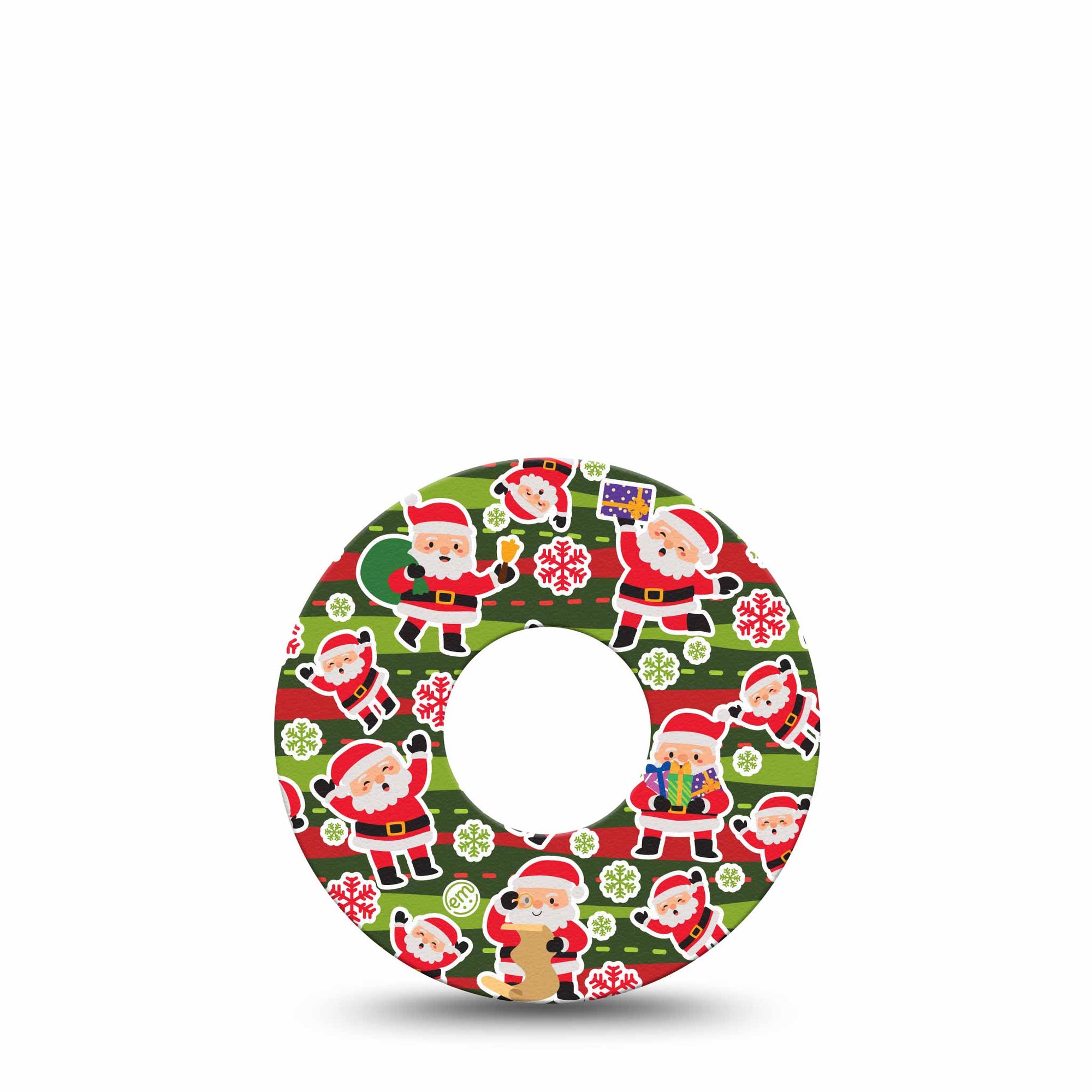 Santa Sticker Bomb Infusion Set Patch, Single, Holiday Themed CGM Adhesive Tape Design