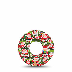 Santa Sticker Bomb Infusion Set Patch, Single, Holiday Themed CGM Adhesive Tape Design