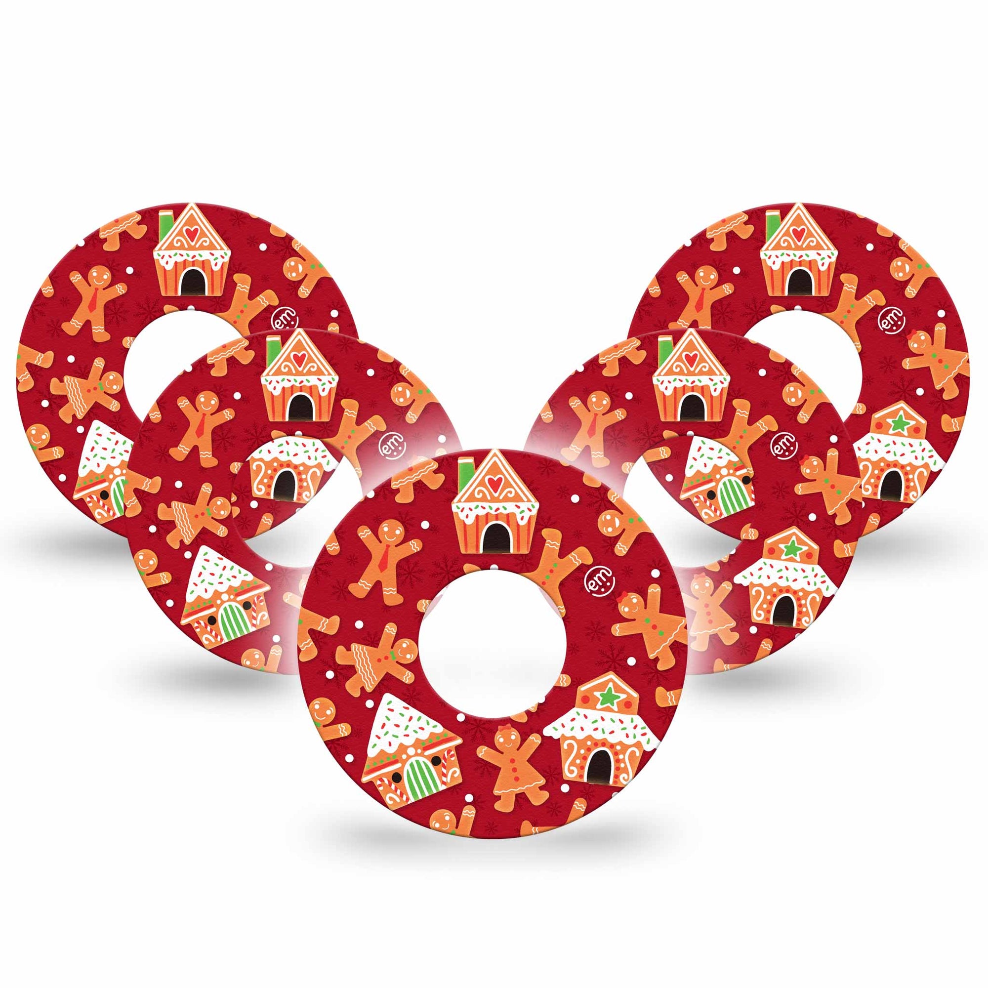 ExpressionMed Gingerbread Fun Infusion Set Patch, 5-Pack, Christmas themed CGM adhesive Tape design