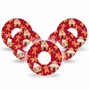 ExpressionMed Gingerbread Fun Infusion Set Patch, 5-Pack, Christmas themed CGM adhesive Tape design