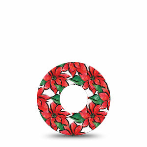 ExpressionMed Poinsettia Infusion Set Patch, Single CGM Adhesive Tape, Holiday Themed Design