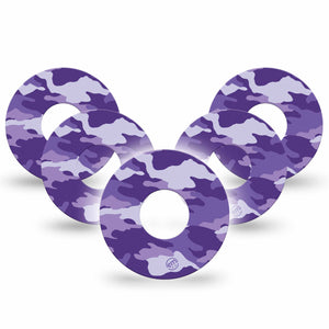 ExpressionMed Purple Camo Infusion Set Adhesive Tape, 5-Pack, Purple Camo Colored Design for pump