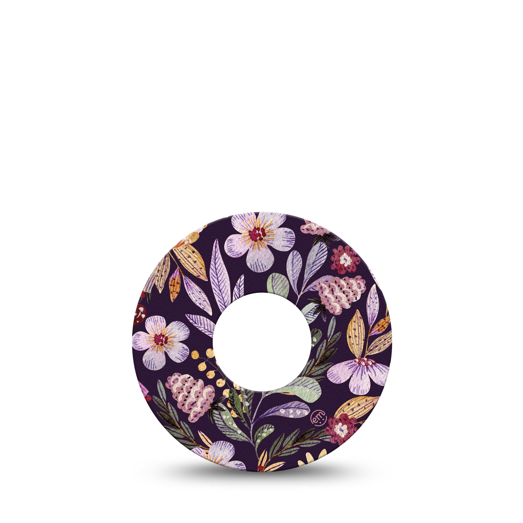 ExpressionMed Moody Blooms Libre 2 Perfect Fit Adhesive Tape, Single, Purple Floral Design, Waterproof CGM Adhesive Patch, Abbott Lingo