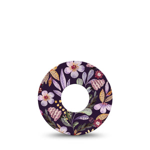 Moody Blooms Libre 2 Perfect Fit Adhesive Tape, Single, Purple Floral Design, Waterproof CGM Adhesive Patch