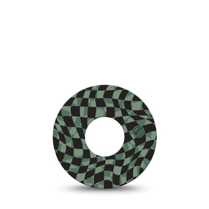 Green & Black Checkerboard Infusion Set Tape, 5-Pack, Checkerboard Inspired, CGM, Plaster Patch Design