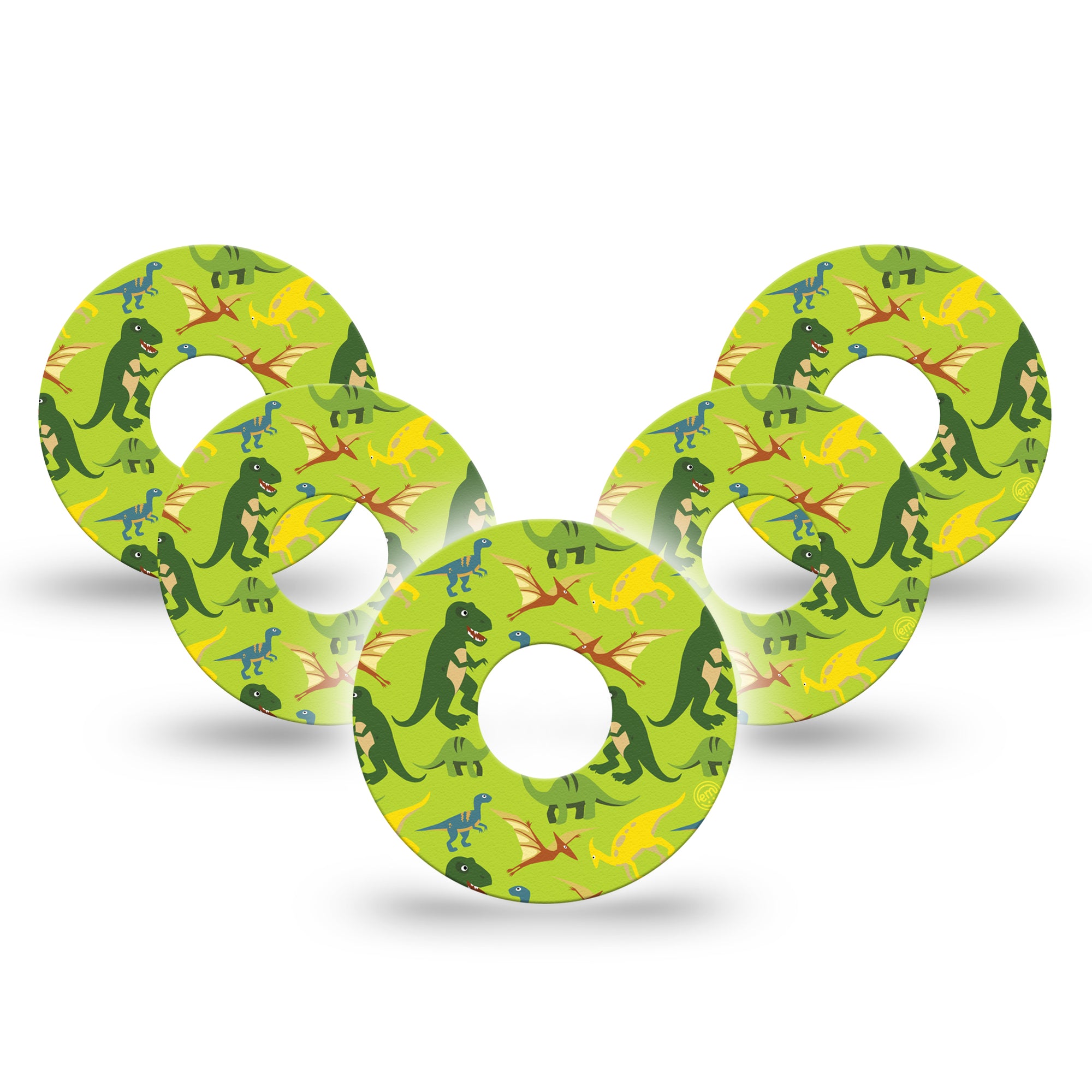 Daring Dinosaurs Libre 3 Tape 5-Pack, Wandering Dinosaurs Themed CGM, Fixing Ring Patch Design