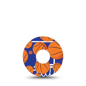 Basketball Libre 3 Tape, Single, Basketballs and Hoop CGM Plaster Patch Design
