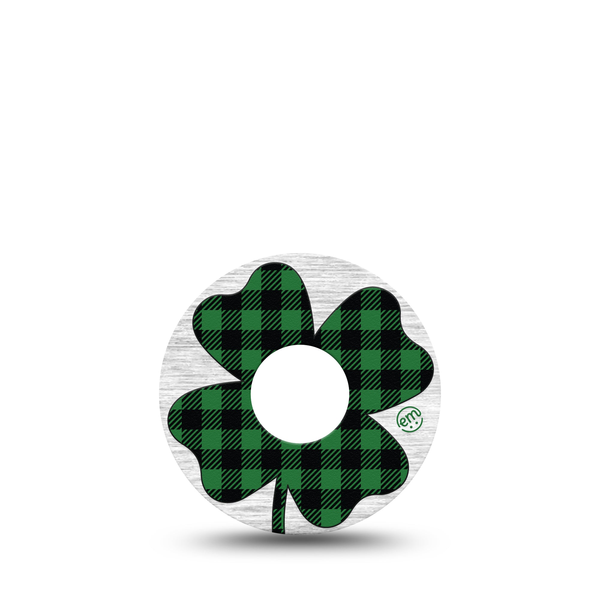 ExpressionMed Embroidered Clover Libre 3 Tape, Single, Buffalo Plaid Clover Themed, CGM Adhesive Patch Design