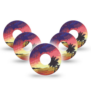 Sunset Libre 3 Tape, 5-Pack, Beach Vibes Inspired, CGM Adhesive Patch Design