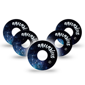 Aquarius Libre 3 Tape, 5-Pack, Zodiac Sign Aquarius Constellation CGM Fixing Ring Patch Design