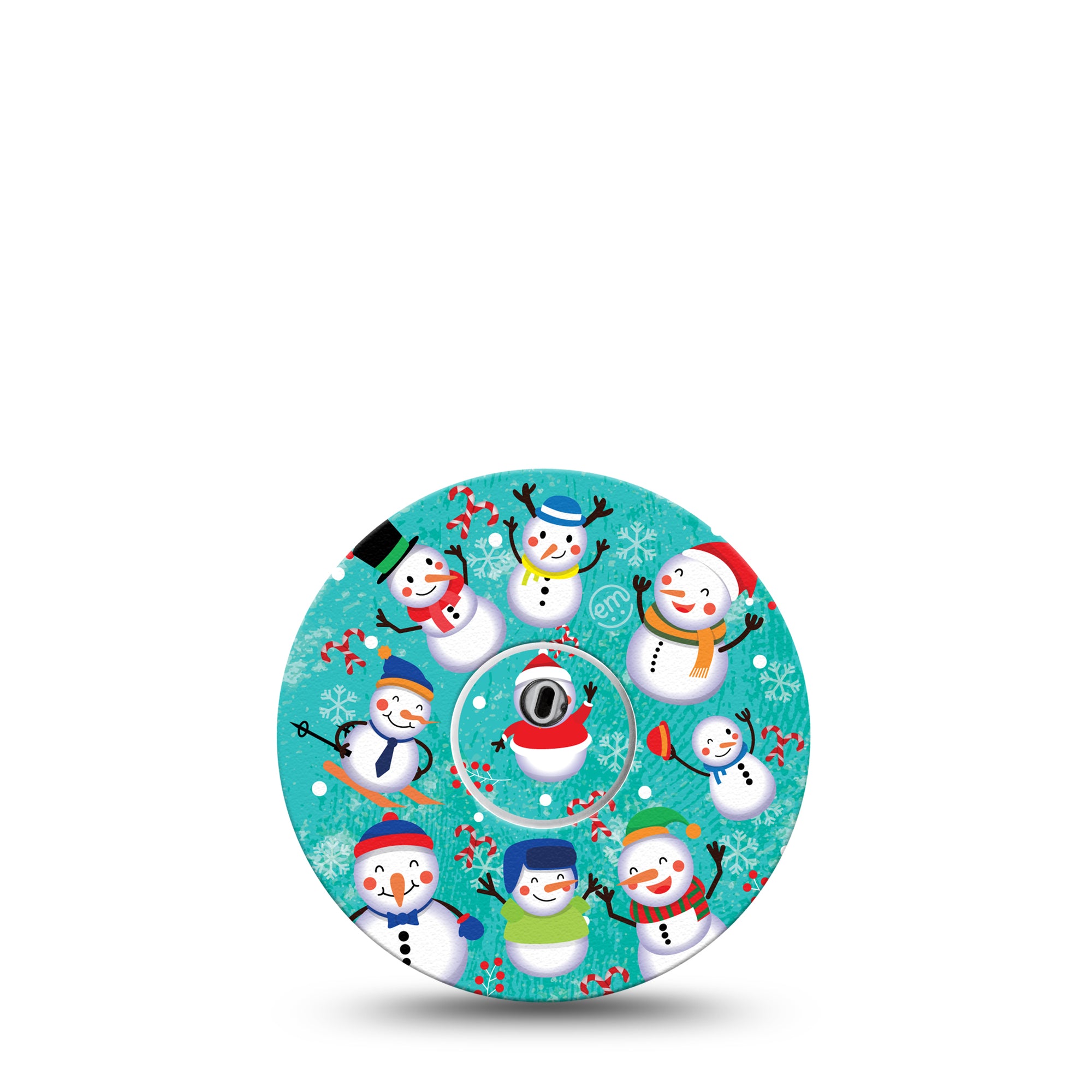 Snowman Celebration Libre 3 Transmitter Sticker and matching Libre 3 Adhesive patch, Christmas themed design