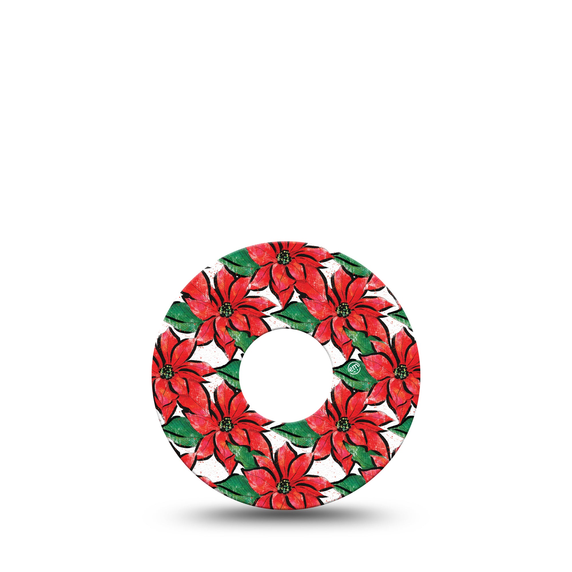 ExpressionMed Poinsettia Libre 3 Tape, Single, Winter Floral Themed, CGM Patch Design