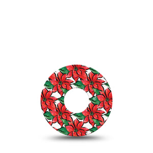 ExpressionMed Poinsettia Libre 3 Tape, Single, Winter Floral Themed, CGM Patch Design