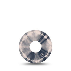 ExpressionMed Overcast Tie Dye Libre 3 Tape, Single, Grayscale Dye Inspired, CGM Plaster Patch Design