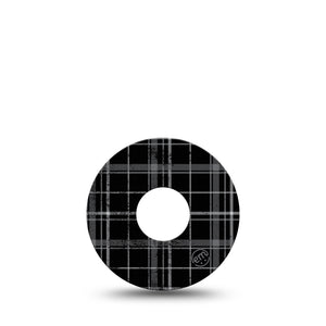 ExpressionMed Grunge Plaid Libre 3 Tape, Single, Black & White Plaid Inspired, CGM Patch Design