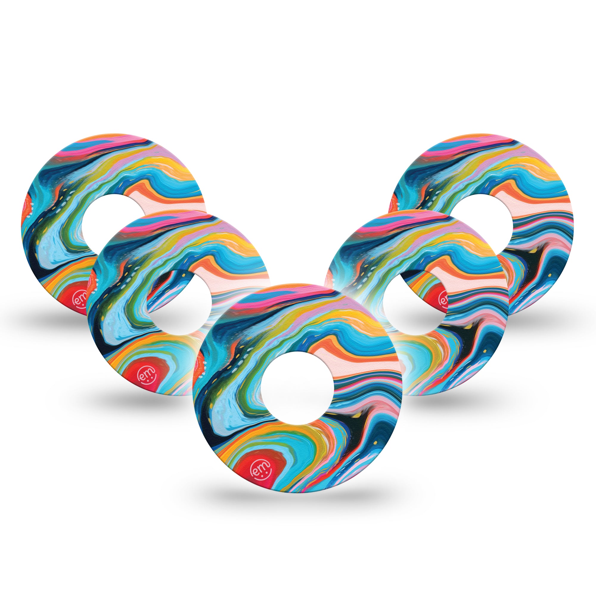 Color Melting Swirl Libre 3 Tape, 5-Pack, Colorful Swirl CGM Patch Design