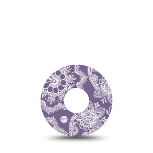 ExpressionMed Purple Henna Libre 3 Tape, Single, Floral Art Inspired, CGM Patch Design