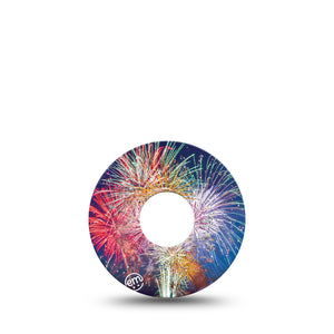 ExpressionMed Fireworks Libre 3 Tape, Nightsky Display Inspired CGM Overlay Patch Design