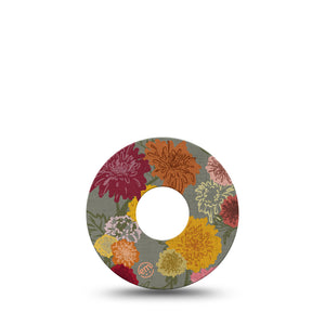 Chrysanthemums Libre 3 Tape, Single, Somber Blooms CGM Adhesive Patch Design