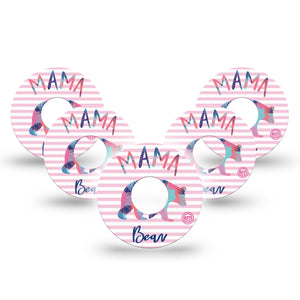Mama Bear Libre 3 Tape 5-Pack, Pink Bear Themed, CGM Adhesive Patch Design.