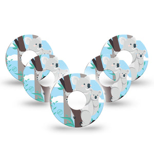 ExpressionMed Koala Libre 3 Tape, 5-pack, Koala Cuddles Themed, CGM Plaster Patch Design