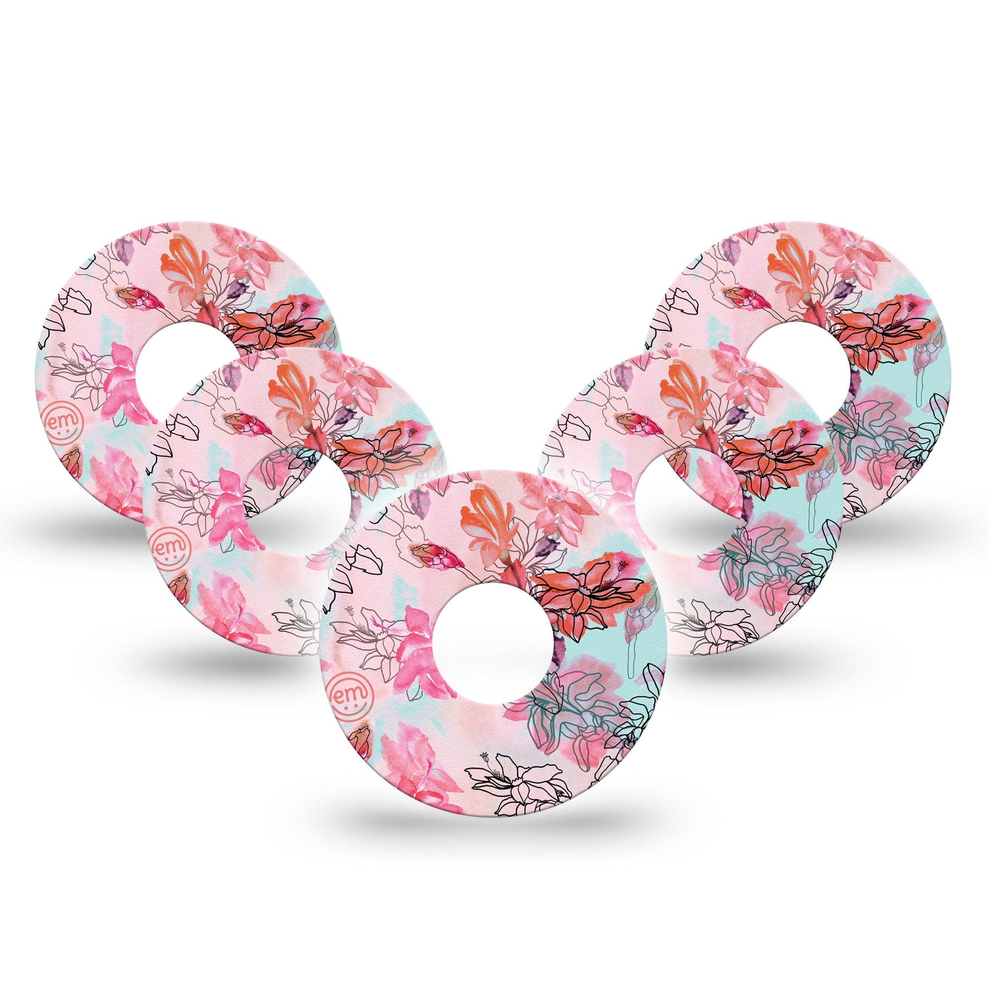 Whimsical Blossoms Libre 3 Tape, 5-Pack, Spring Blooming Inspired, CGM Plaster Patch Design