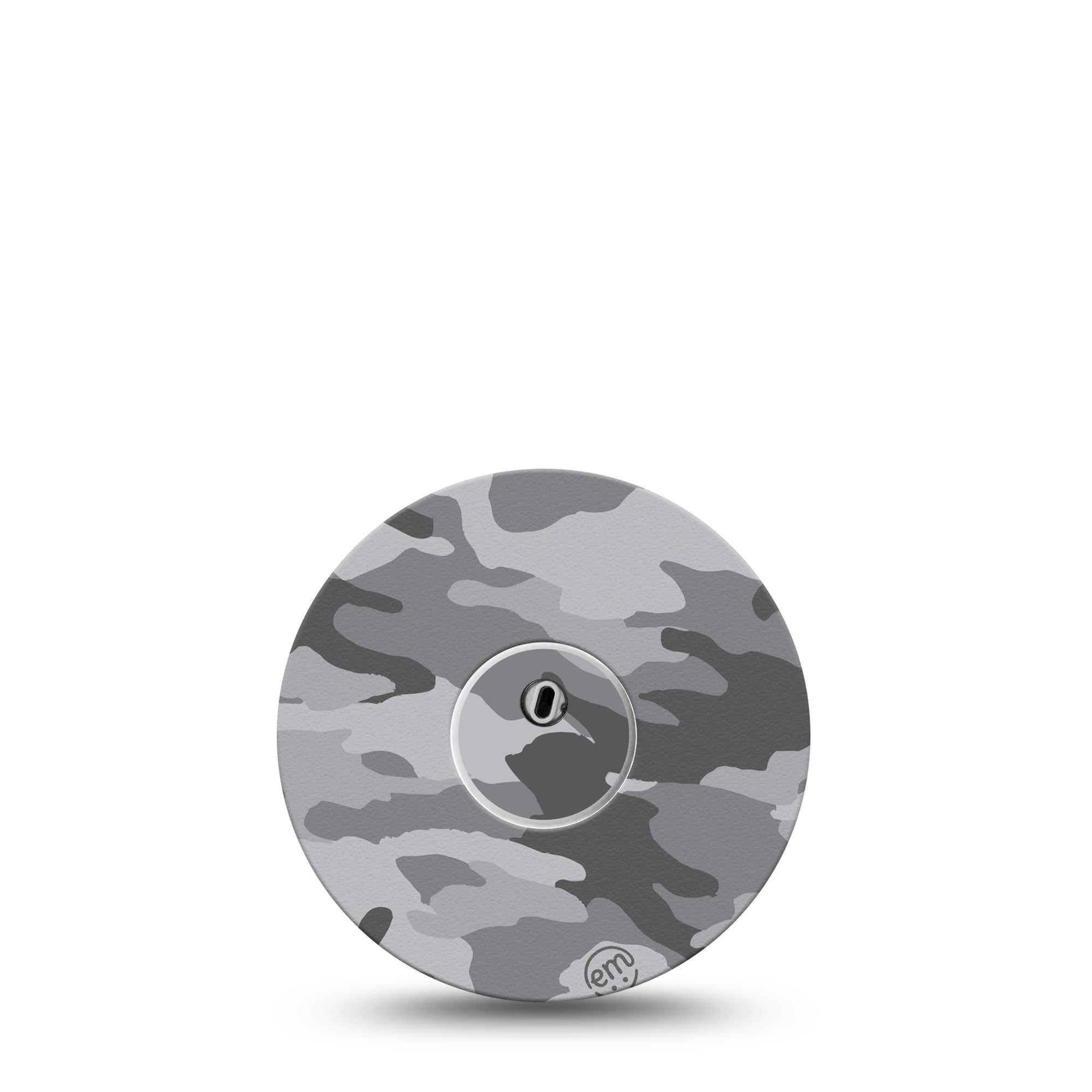 ExpressionMed Gray Camo Libre 3 Transmitter Sticker, Single, Gray Camouflage Center Vinyl Sticker CGM Design with Matching Libre 3 Fixing Ring Patch