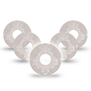 ExpressionMed Vintage Lace Libre 3 Tape, 5-Pack, Delicate White Lace Themed, CGM Patch Design