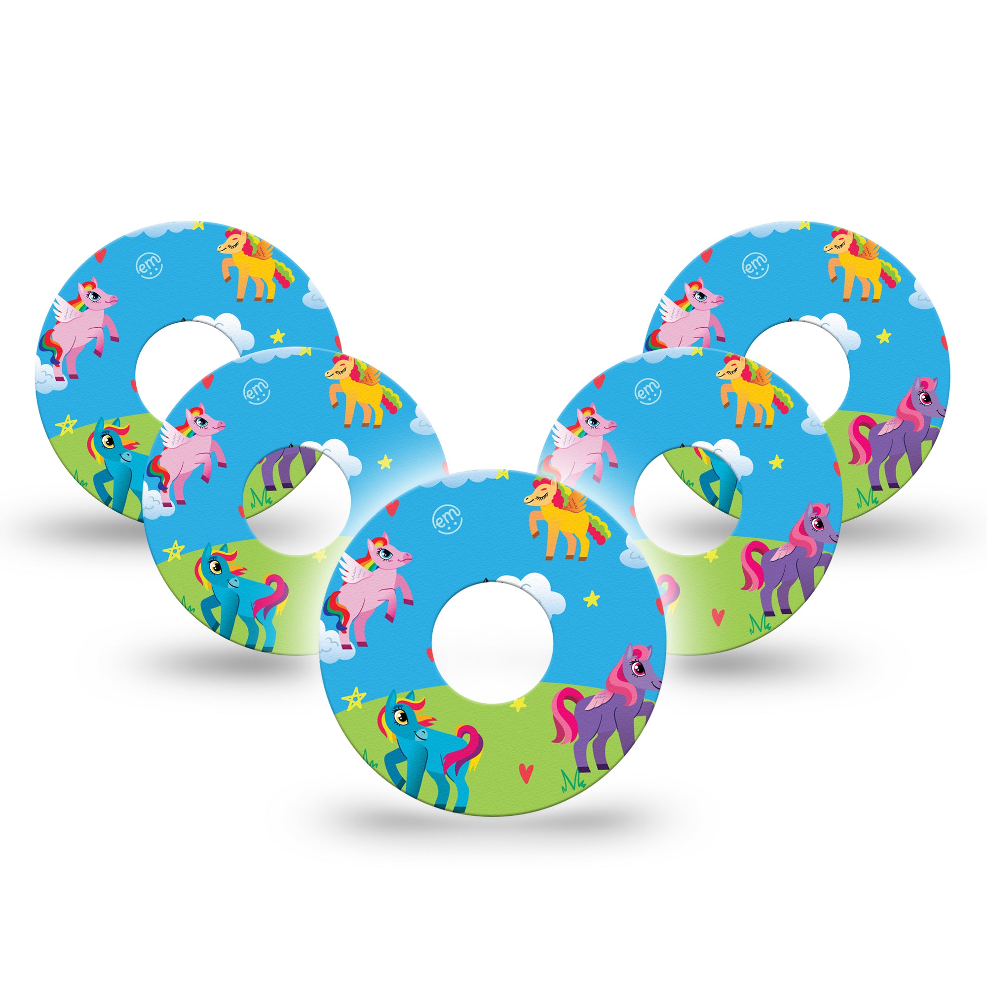 ExpressionMed Lil' Ponies Libre 3 Tape, 5-Pack, Flying Ponies Inspired, CGM Plaster Patch Design